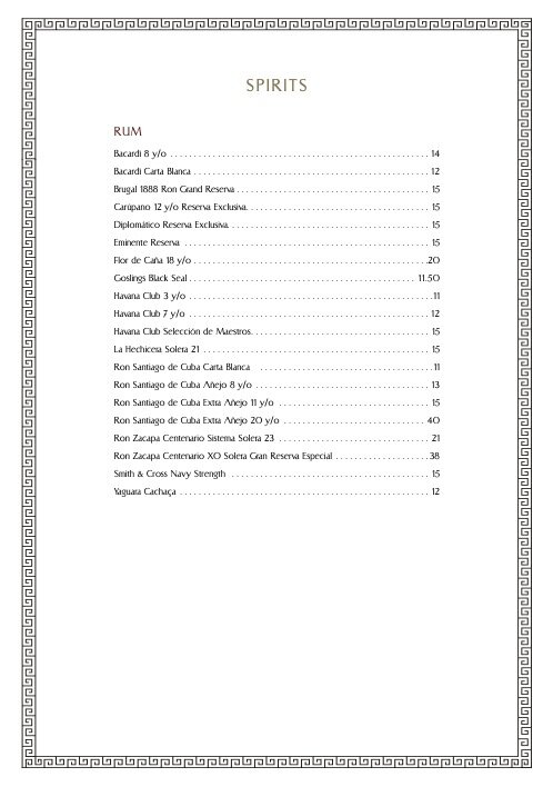 bacchanalia mayfair menu